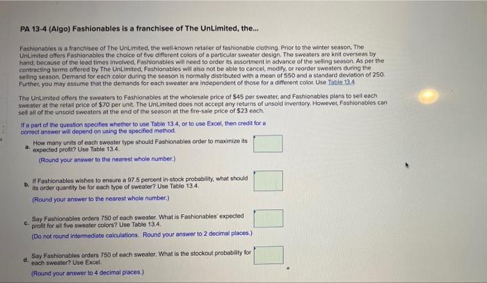 PA 13.4 (Algo) Fashionables is a franchisee of