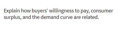 Explain how buyers' willingness to pay, consumer