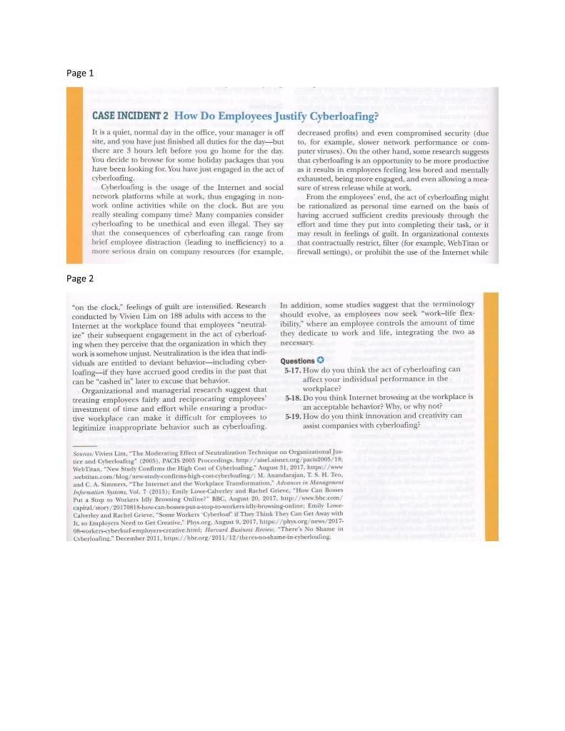 Page 1 CASE INCIDENT 2 How Do Employees Justify