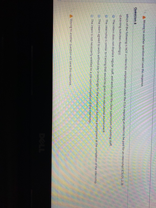 Moving to another question will save this