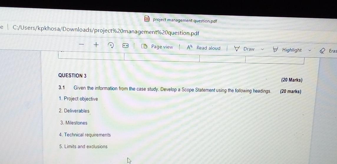project management question.pdf e |