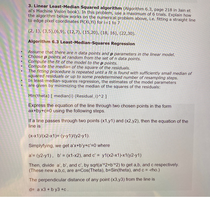 3. Linear Least-Median Squared algorithm