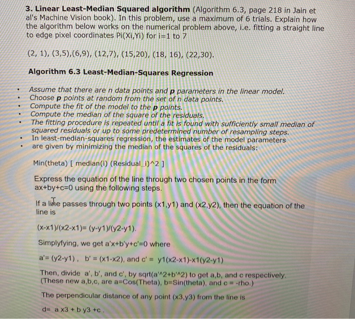3. Linear Least-Median Squared algorithm