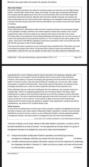 Read the case study below and answer the question