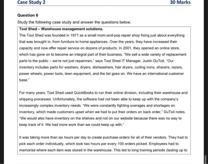 Read the case study below and answer the question