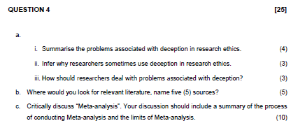 QUESTION 4 [25] a. i. Summarise the problems