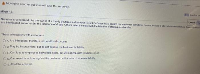 Moving to another question will save this