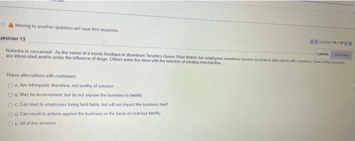 Moving to another question will save this