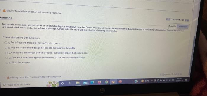 Moving to another question will save this