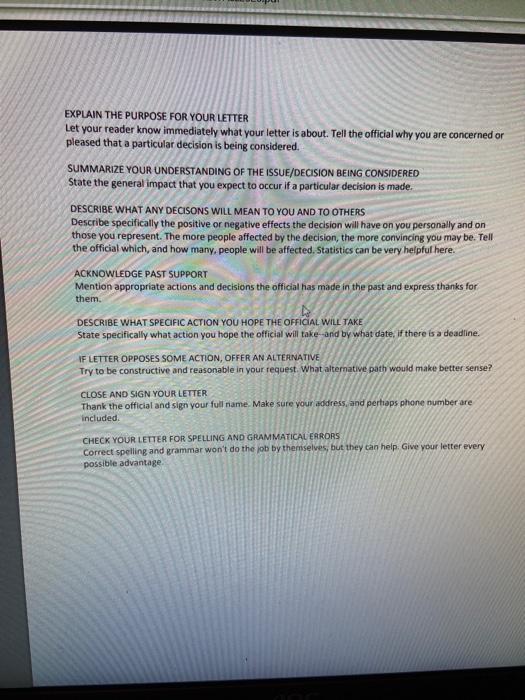 . . PSC113 Writing Assignment Fall 2020 Letter to