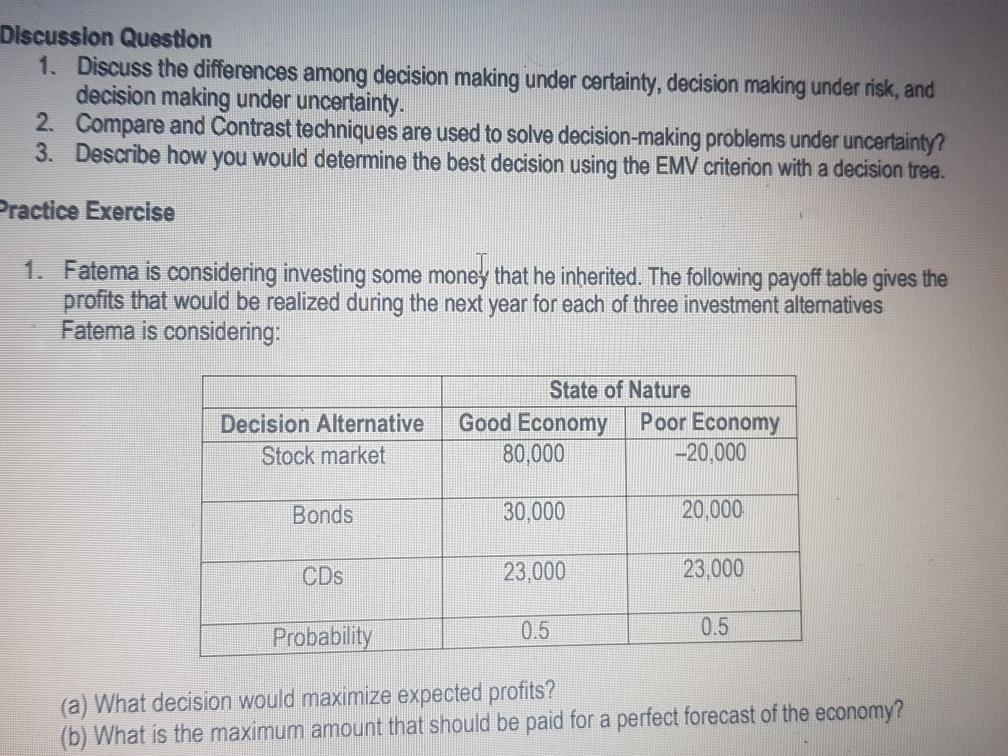 Discussion Question 1. Discuss the differences