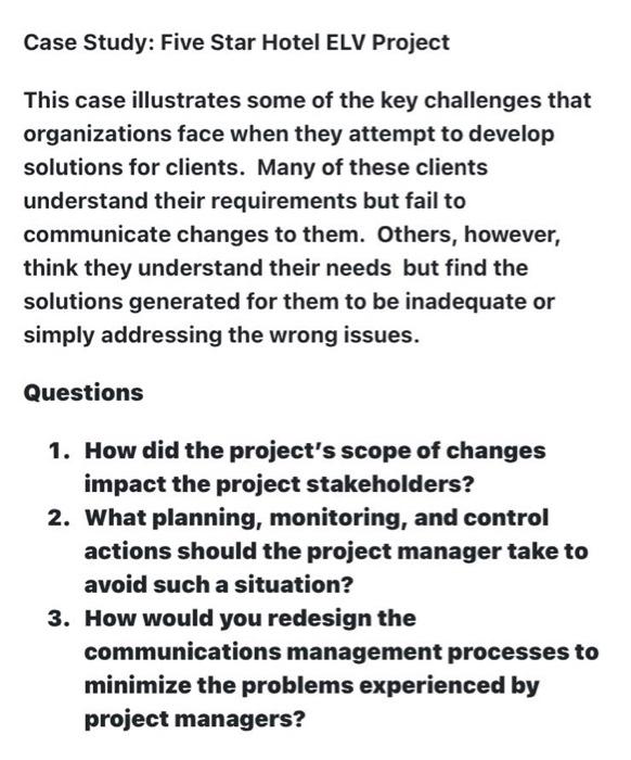 Case Study: Five Star Hotel ELV Project This case