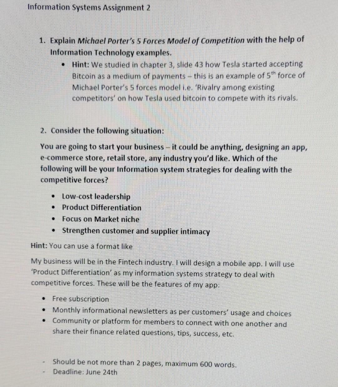 Information Systems Assignment 2 1. Explain