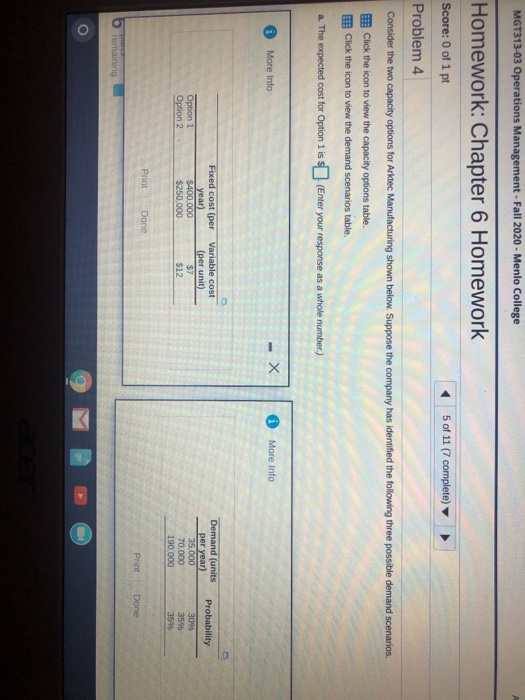 MGT313-03 Operations Management - Fall 2020 -