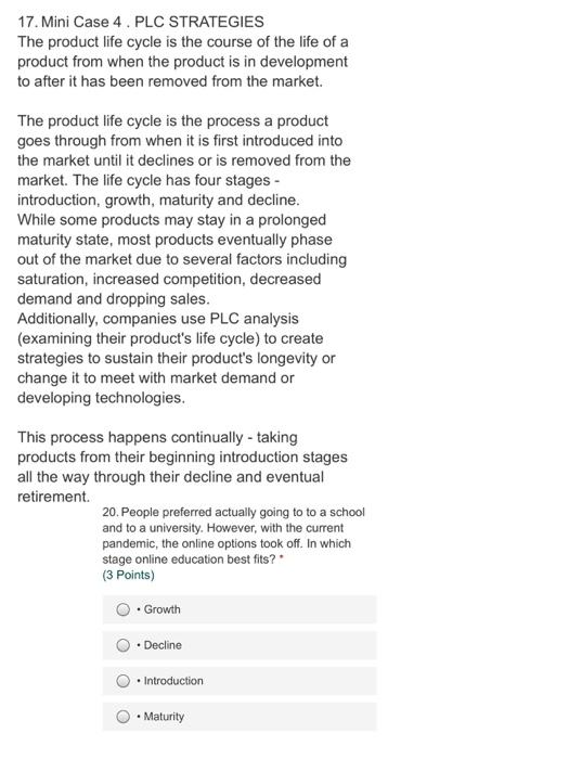 17. Mini Case 4.PLC STRATEGIES The product life