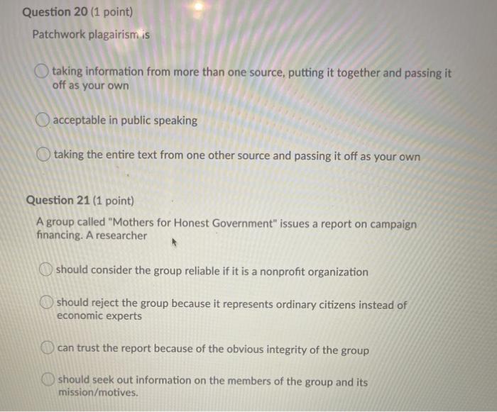 answer all please Question 19 (1 point) If you