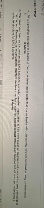 STION ESTION TWO a Using a practical example of a