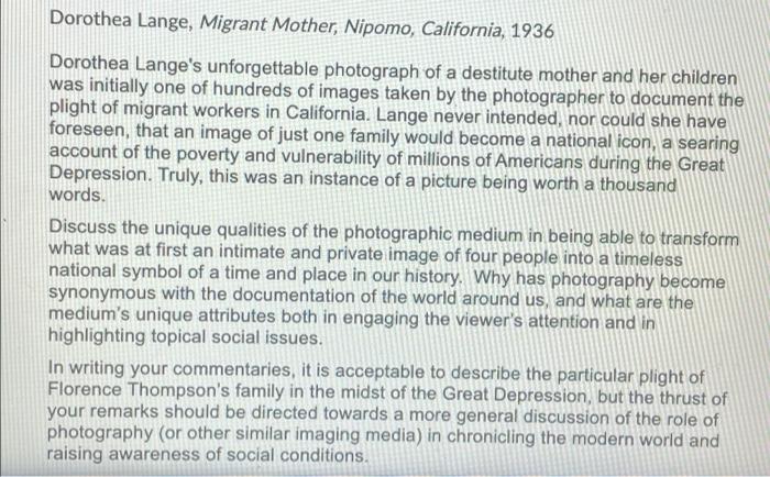 Dorothea Lange, Migrant Mother, Nipomo,