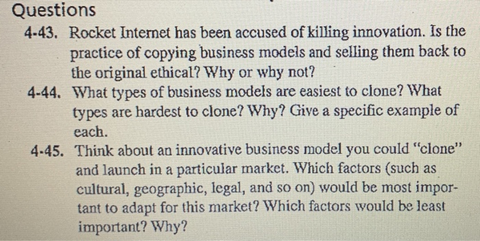 Questions 4-43. Rocket Internet has been accused