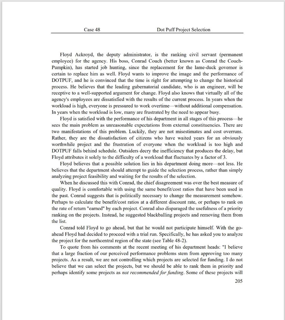 Please show formulas and work. Case 48 Dot Puff