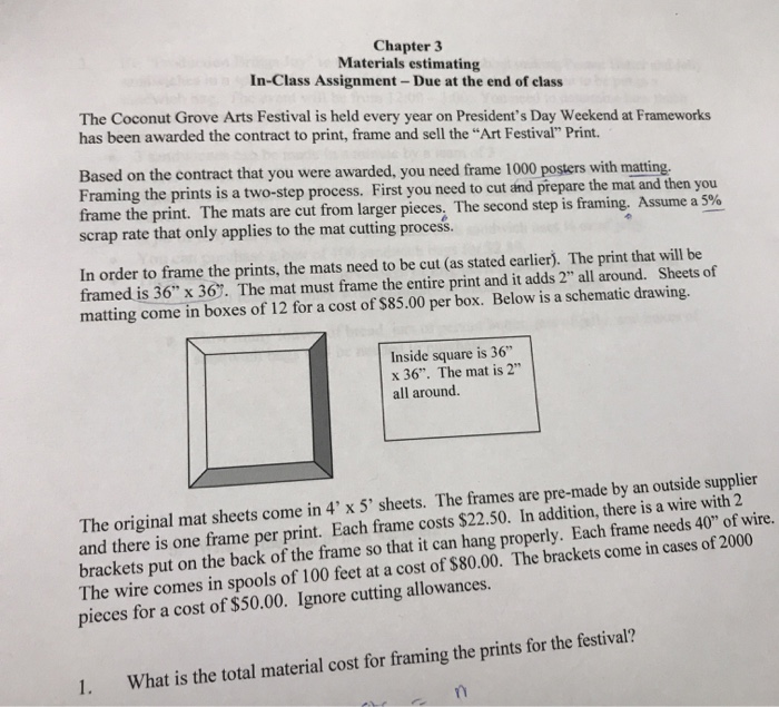 Chapter 3 Materials estimating In-Class