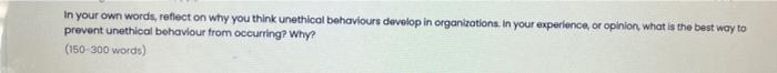 In your own words, reflect on why you think