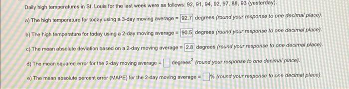 Daily high temperatures in St. Louis for the last