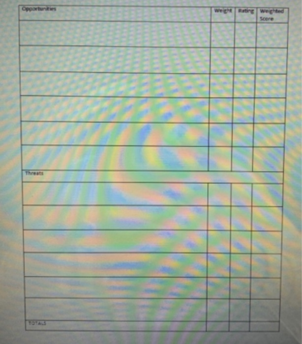 . Create an EFE for a hypothetical theme park