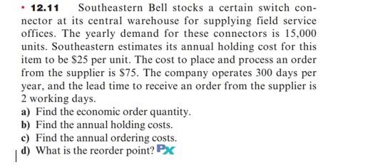 PLEASE SHOW WORK - 12.11 Southeastern Bell stocks