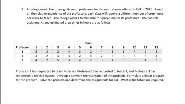 2. A college would like to assign its math