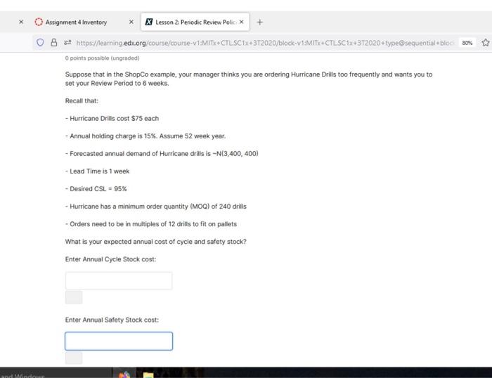 X Assignment 4 Inventory * Lesson 2 Periodic