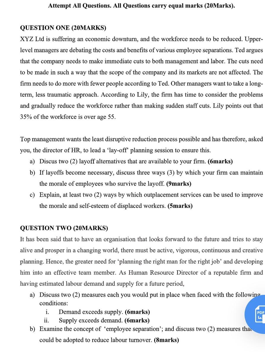 Attempt All Questions. All Questions carry equal