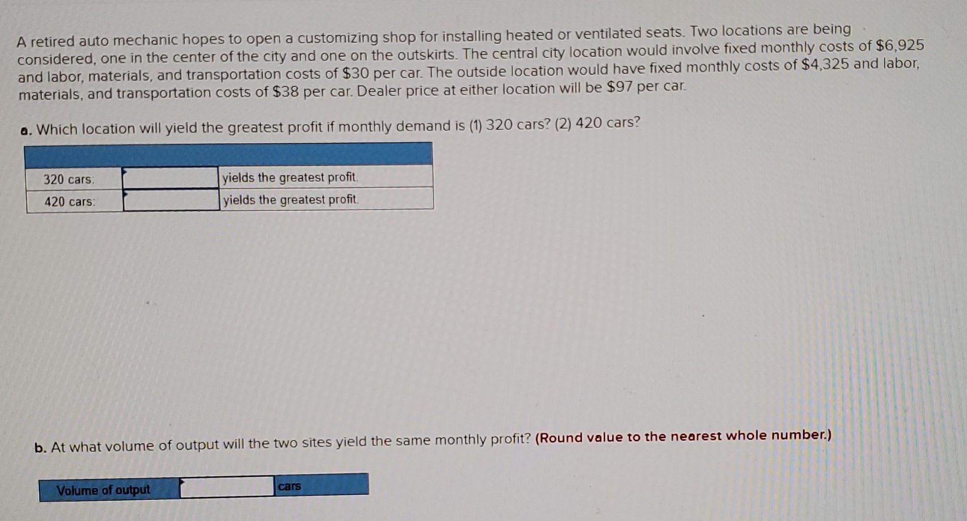 please help me A retired auto mechanic hopes to