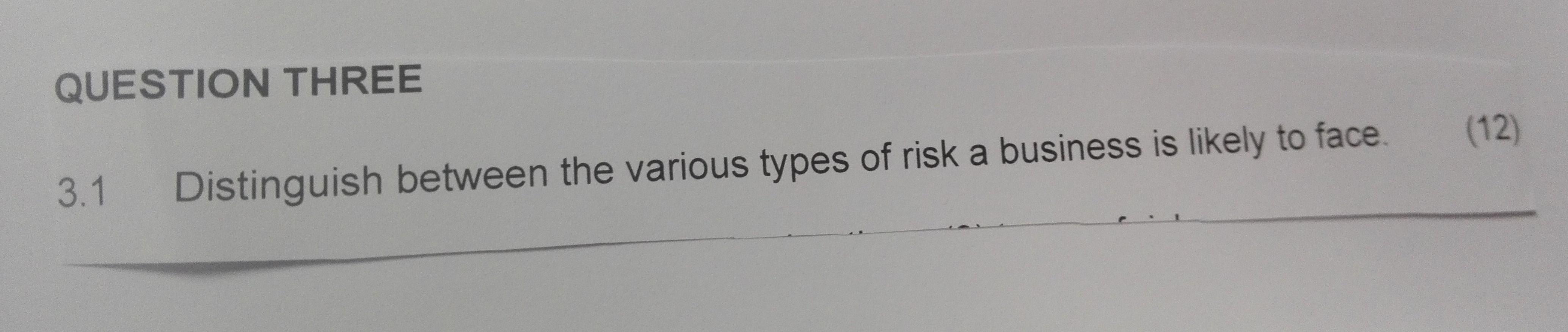 QUESTION THREE (12) 3.1 Distinguish between the