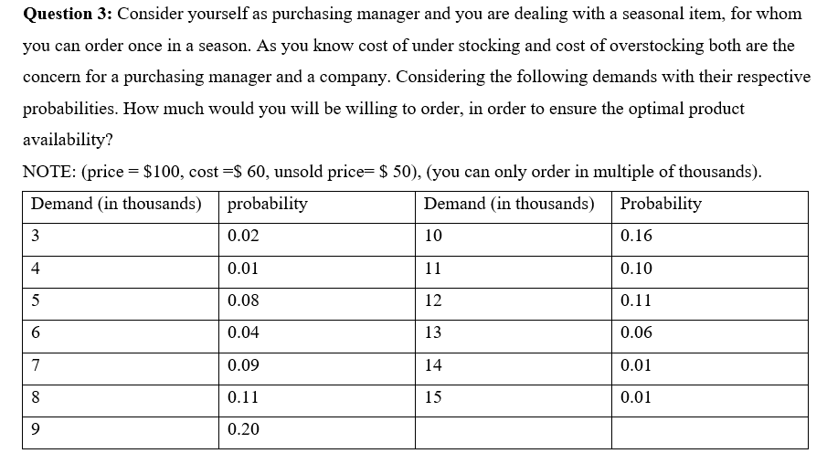 kindly solve within 1 hour. Question 3: Consider