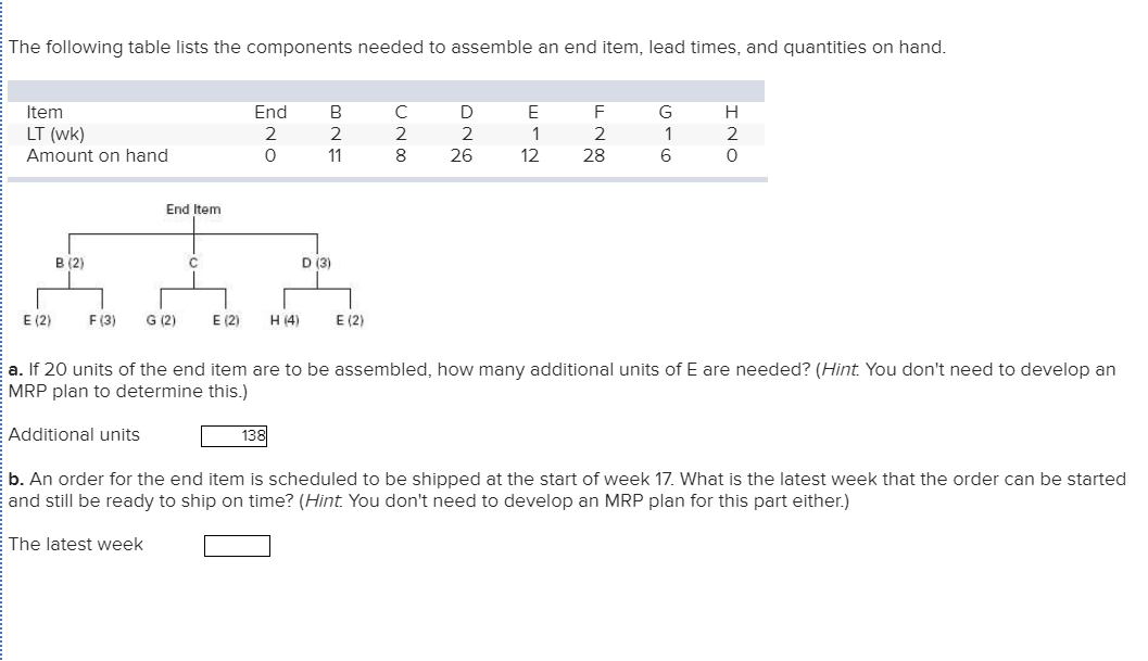 Please answer part a & b. The following table