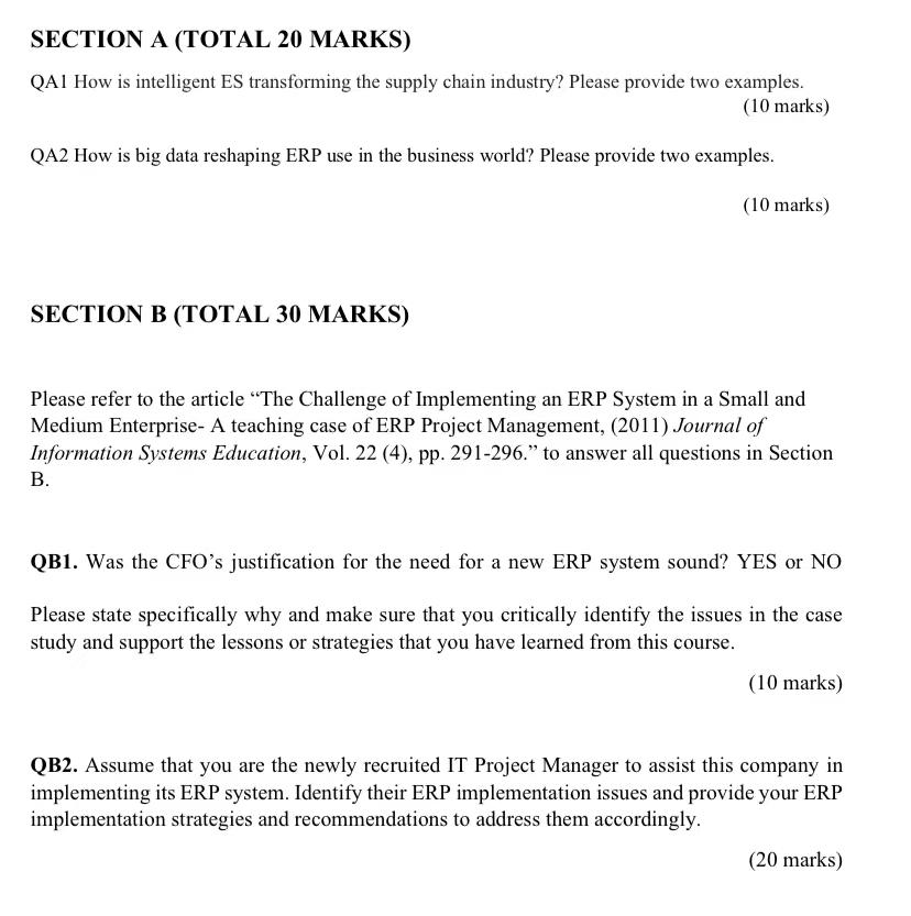 SECTION A (TOTAL 20 MARKS) QAI How is intelligent