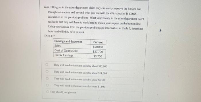 Table 1 contains the performance criteria and