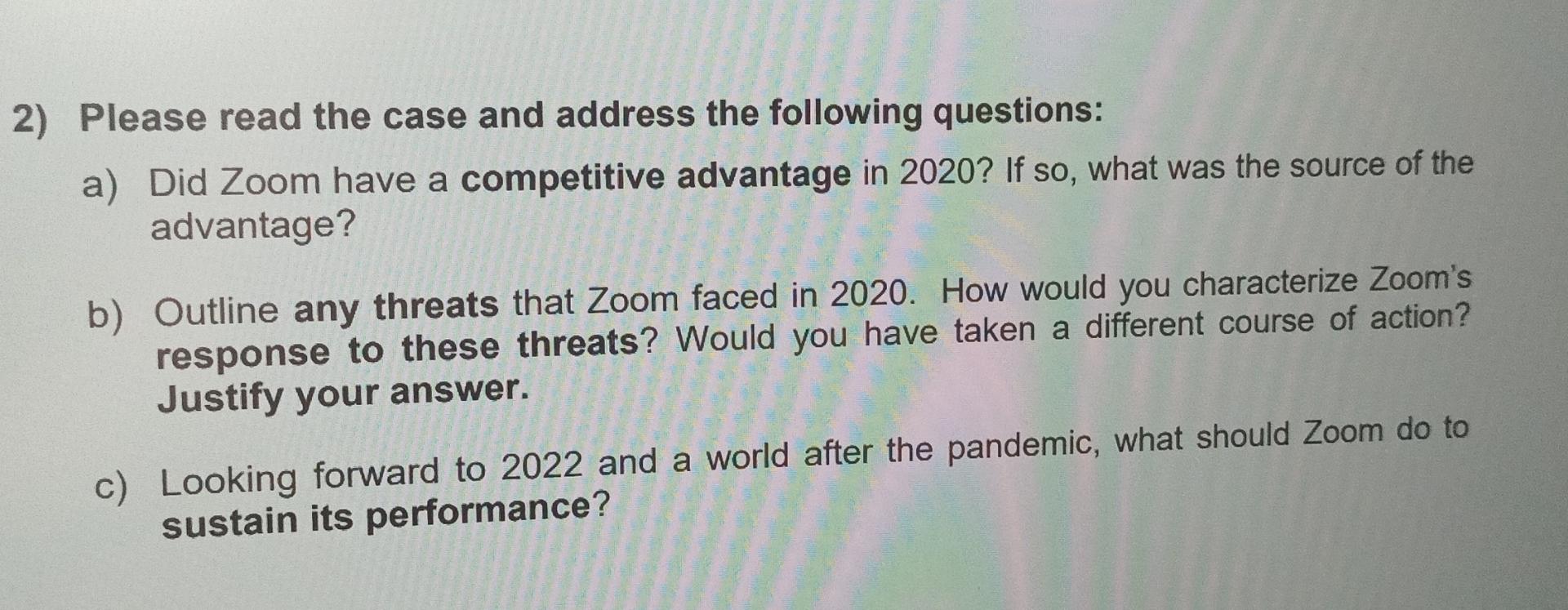 2) Please read the case and address the following