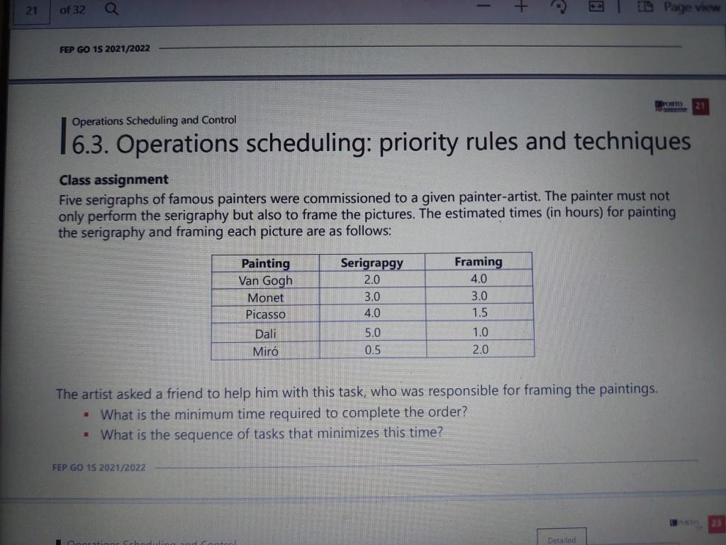 21 of 32 a D Page view FEP GO 1S 2021/2022 PORTO