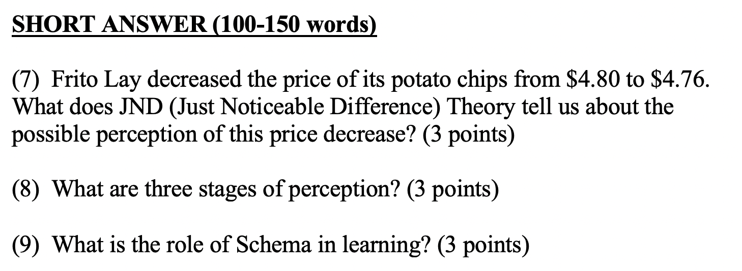SHORT ANSWER (100-150 words) (7) Frito Lay