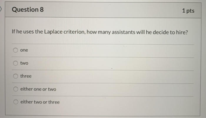 Question 7 1 pts Use the following table to