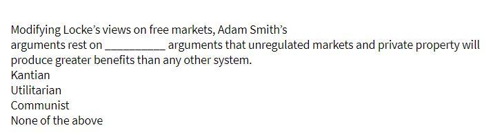 Modifying Locke's views on free markets, Adam