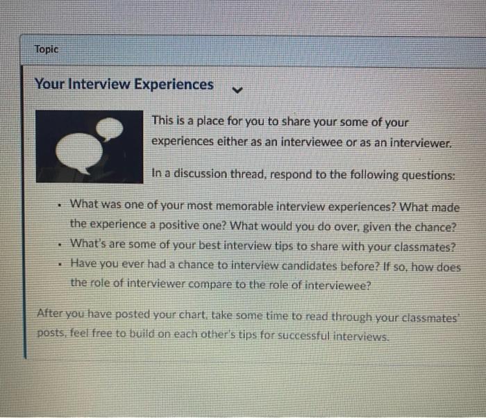 Topic Your Interview Experiences V This is a