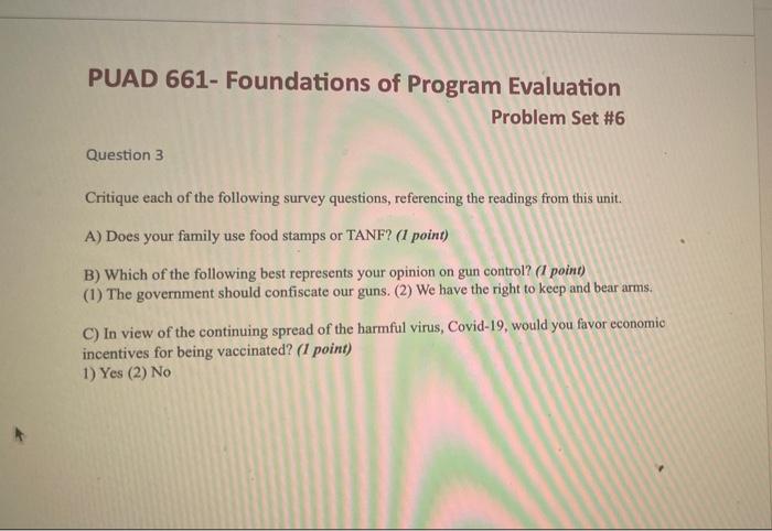 PUAD 661- Foundations of Program Evaluation