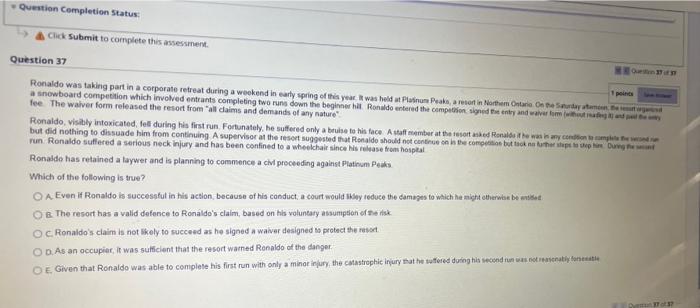 Question Completion Status: Click Submit to