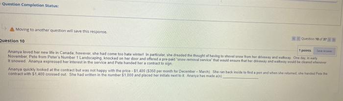 Question Completion Status: Moving to another