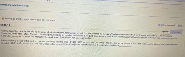 Question Completion Status: Moving to another