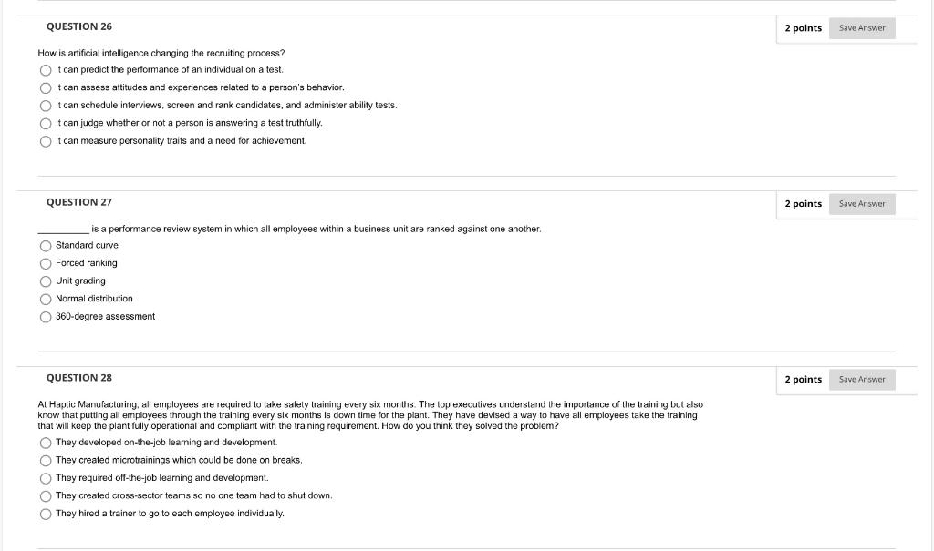 QUESTION 26 How is artificial intelligence
