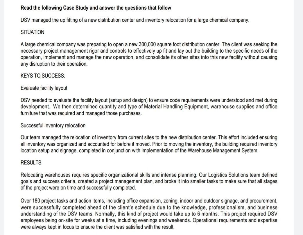 Read the following Case Study and answer the